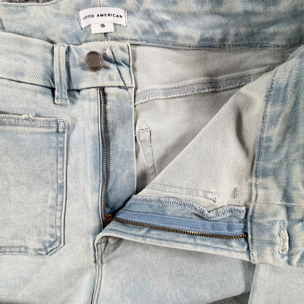 NWT Good‎ American Good Waist Palazzo Crop Jeans Womens 15 Indigo Patch Pockets